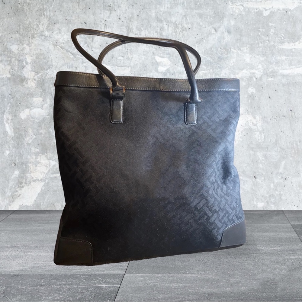 TALBOTS I Leather Handbag with Monogram Fabric
